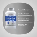 Piping Rock Calcium & Magnesium Citrate Plus D3 (180 Capsules) - Image 3