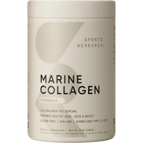 Sports Research, Marine Collagen, Unflavored, 12 oz (340 g) - Image 1