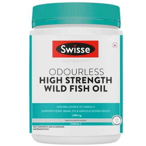 Swisse-Fish-Oil-1500mg-in-bangladesh.jpg Swisse Odourless Wild Fish Oil 1500mg (200 Capsule) - Image 1