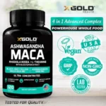 X Gold Health Ashwagandha & Maca Root Black Extract plus, Rhodiola Rosea & L-Theanine (120 Capsules) - Image 5