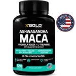 X Gold Health Ashwagandha & Maca Root Black Extract plus, Rhodiola Rosea & L-Theanine (120 Capsules)