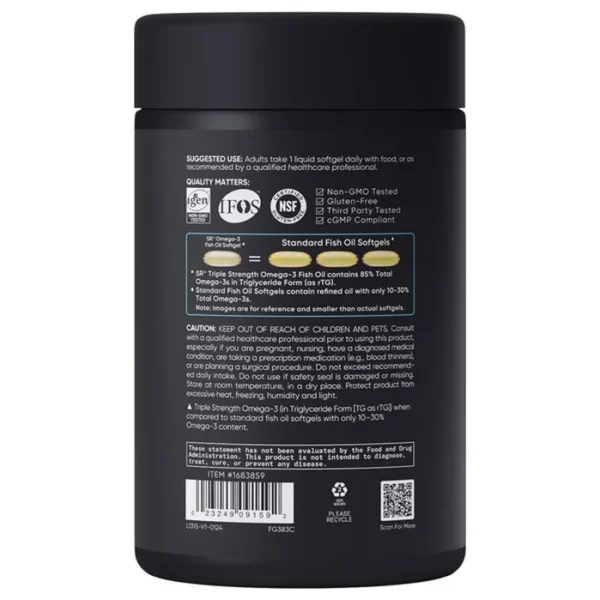 Sports Research Triple Strength Omega 3 Fish Oil 1250mg – 150 Softgels - Image 2