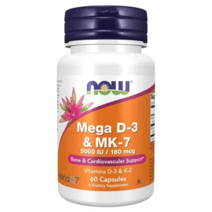 NOW Foods, Mega D-3 & MK-7, 5,000 IU / 180 mcg, 60 Capsules