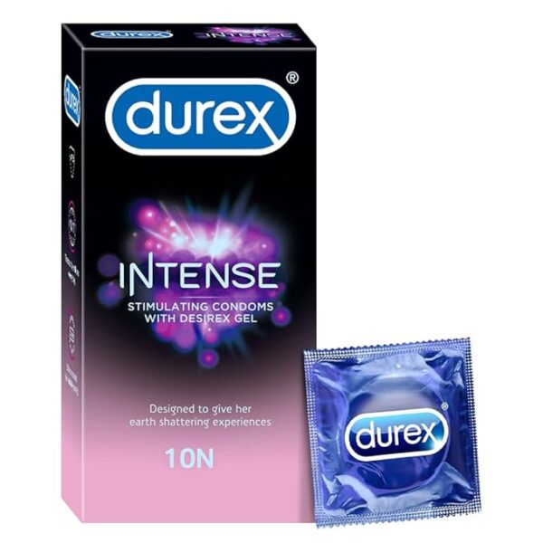 Durex Intense Stimulating Gel Dotted and Ribbed Condom 10Pcs - Image 1