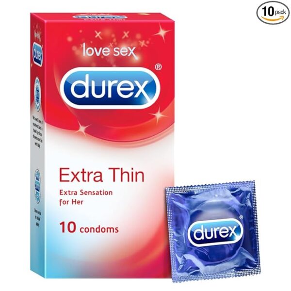 Durex Extra Thin Condoms for Men - 10 Count - Image 1