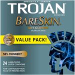 Trojan Bareskin Premium Thin Lubricated Condoms, 24 Count