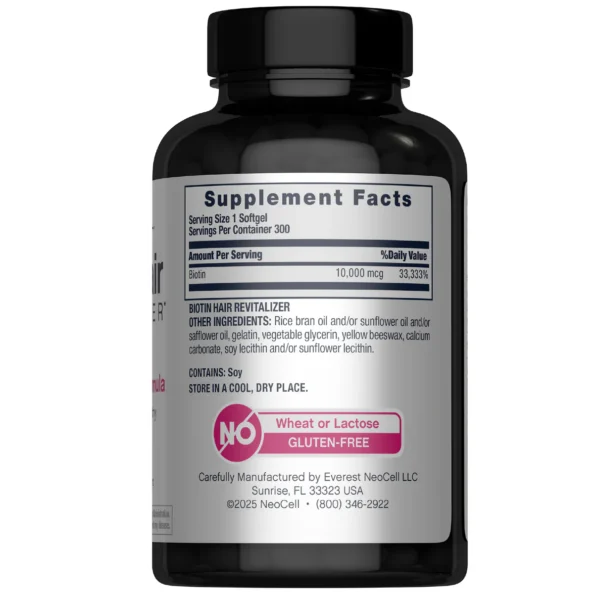 Biotin Hair Revitalizer, 10,000 mcg, 300 Softgels - Image 3