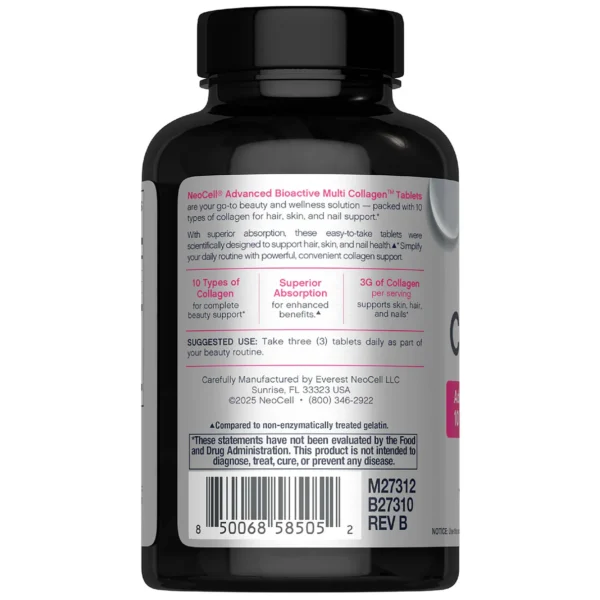 NeoCell Super Multi Collagen Peptides For Men and Women 120 Tablets - Image 3