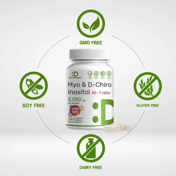 Deal Supplement Myo-Inositol & D-Chiro Inositol (40:1) 240 Veggie Capsules - Image 5