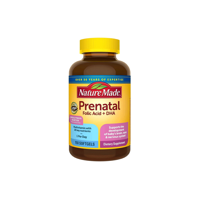 Nature-Made-Prenatal-with-Folic-Acid-DHA-150-Softgel Nature Made Prenatal Folic Acid + DHA 150 Softgels - Image 1