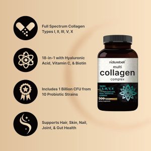 NatureBell-Multi-Collagen-Complex-300-Capsules-300x300 NatureBell Multi Collagen Complex With Hyaluronic Acid, Biotin, Vitamin C, & Probiotics 300 Capsules - Image 3