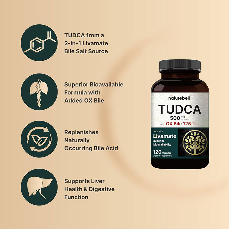 NatureBell-TUDCA-500mg-with-OX-Bile-125mg-Per-Serving-120-Capsules-7 NatureBell TUDCA 500 mg with OX Bile 125 mg 120 Capsules - Image 3