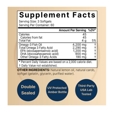 Naturebell-Omega-3-Fish-Oil-4200mg-180-Burpless-Softgels-1-430x430 Naturebell Omega 3 Fish Oil 4200mg 180 Burpless Softgels - Image 2