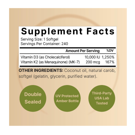 Naturebell-Vitamin-D3-K2-10000-IU-Vitamin-D-200mcg-Vitamin-K-MK-7-240-Softgels-1-430x430 NatureBell Vitamin D3 K2 (10000 IU Vitamin D + 200mcg Vitamin K MK-7) 240 Softgels - Image 3