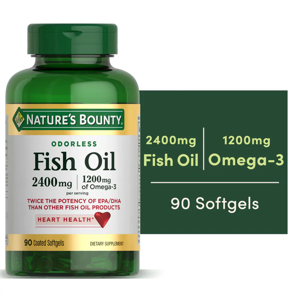 0007431217130 Nature’s Bounty Fish Oil (2,400 mg) Odorless – 90 softgels - Image 1