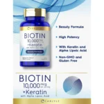 Carlyle Biotin (10,000 mcg) + Keratin with Alpha Lipoic Acid – 150 capsules - Image 3