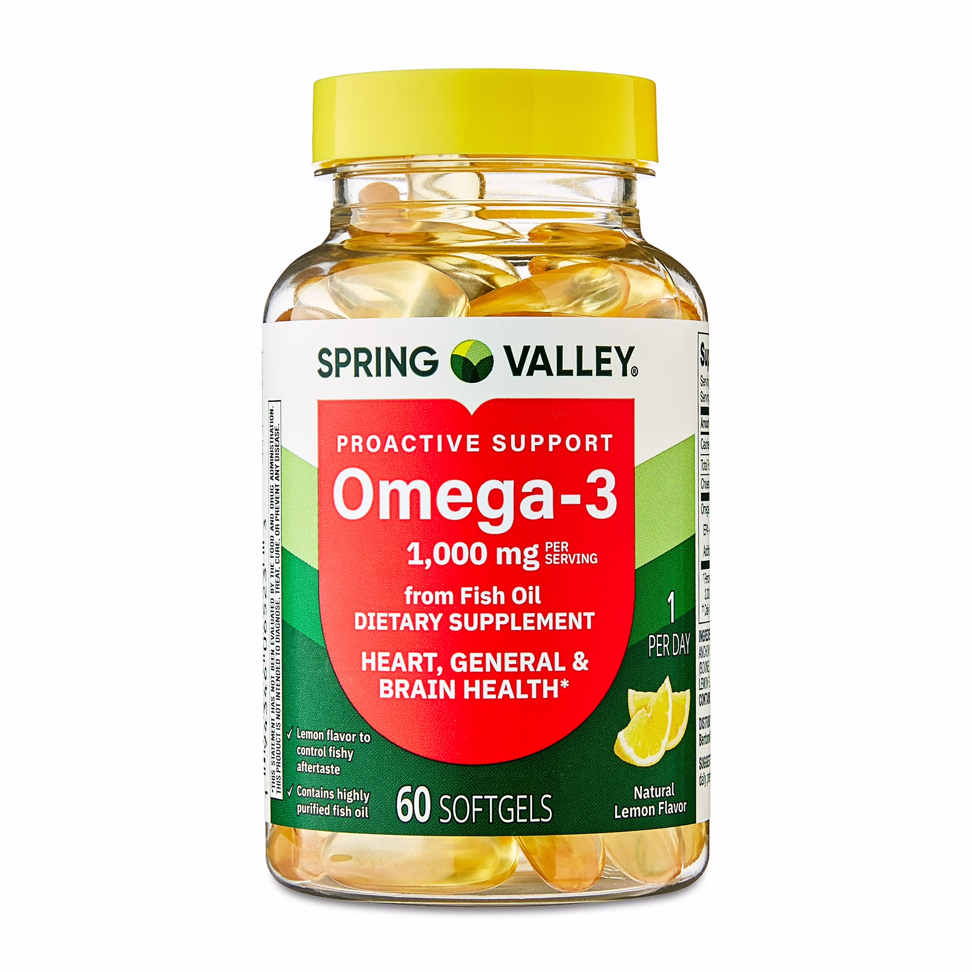 Spring-Valley-Omega-3-Fish-Oil-Dietary-Supplement-Softgels-1000-mg-60-Count_56230a4a-3dbf-4faa-bc7c-572e72b96768.6d058a1ba2808ee31b199917ac7dbb03 Spring Valley Proactive Support Omega-3 Fish Oil 1000 mg, 60 softgels - Image 1