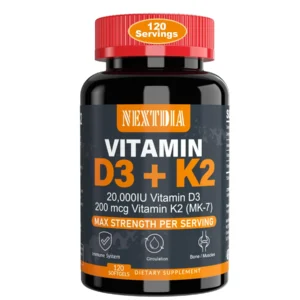 NextDia Vitamin D3 (20,000 IU) + K2 (200 mcg) – 120 softgels